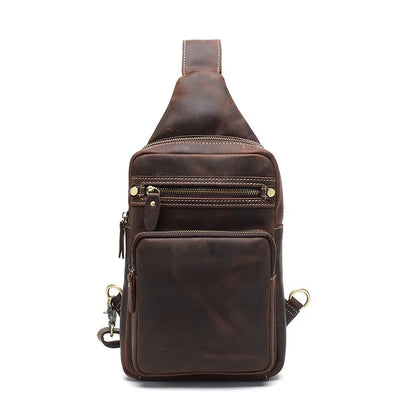 Newsbirds High Quality Big Real Cowhide s Crazy Horse Leather Men's Sling Bag Chest Pack For Man Male