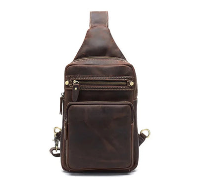 Newsbirds High Quality Big Real Cowhide s Crazy Horse Leather Men's Sling Bag Chest Pack For Man Male