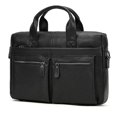 Newsbirds New Fashion Black Briefcase For Men Male Genuine Leather Men's Laptop Bag Handbags Work Totes Korean Style