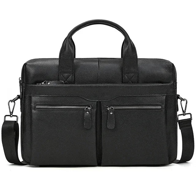 Newsbirds New Fashion Black Briefcase For Men Male Genuine Leather Men's Laptop Bag Handbags Work Totes Korean Style