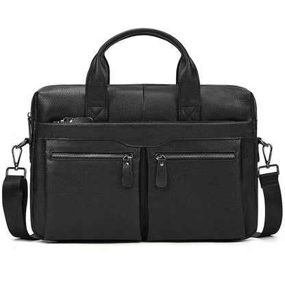 Newsbirds New Fashion Black Briefcase For Men Male Genuine Leather Men's Laptop Bag Handbags Work Totes Korean Style