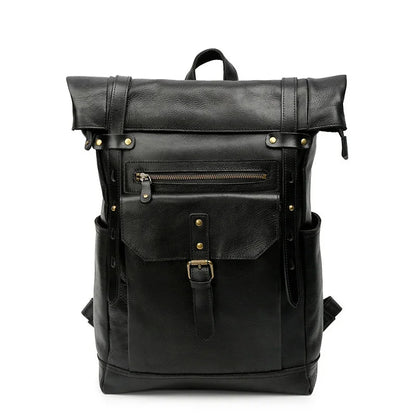 Newsbirds Vintage Style Leather Travel Bag For Men Computer 16 Inch Anti Theft Male Backpack Cowksin