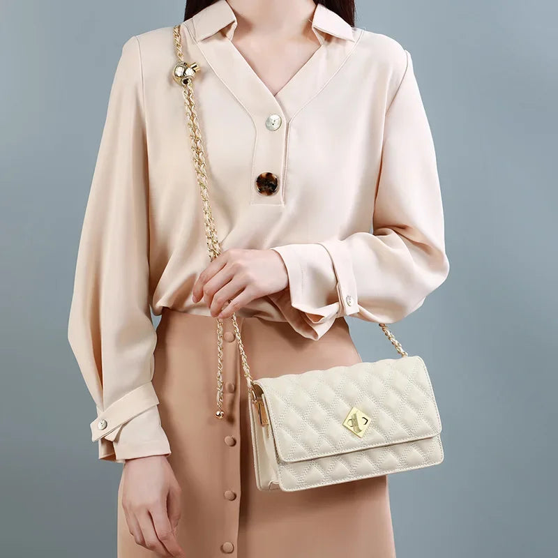 Niche 2024 New Crossbody Bag Genuine Leather Chain Women's Bag Luxury Bags  Rhombus  Luxury Designer Handbag