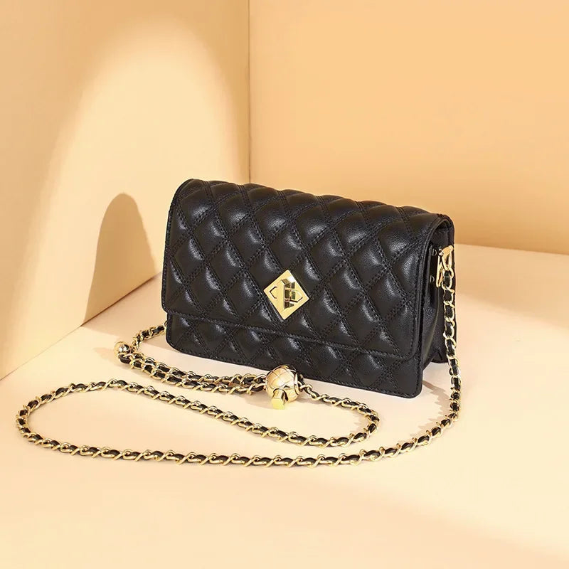 Niche 2024 New Crossbody Bag Genuine Leather Chain Women's Bag Luxury Bags  Rhombus  Luxury Designer Handbag