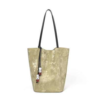 Niche Cowhide Commuter Tote Bag Women's Genuine Leather Large Capacity Bucket Bag Shoulder Handbag Designer Bags Luxury