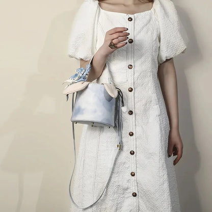 Niche Design Ethnic Style Bucket Handbag Women's 2024 Summer New High-quality Texture One-shoulder Messenger Bag