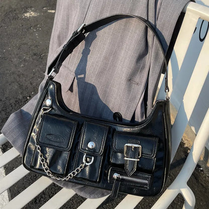 Niche Design High Street Style Casual Underarm Bags 2024 New Trendy Hottie Biker Bagvintage Versatile One Shoulder Handbags