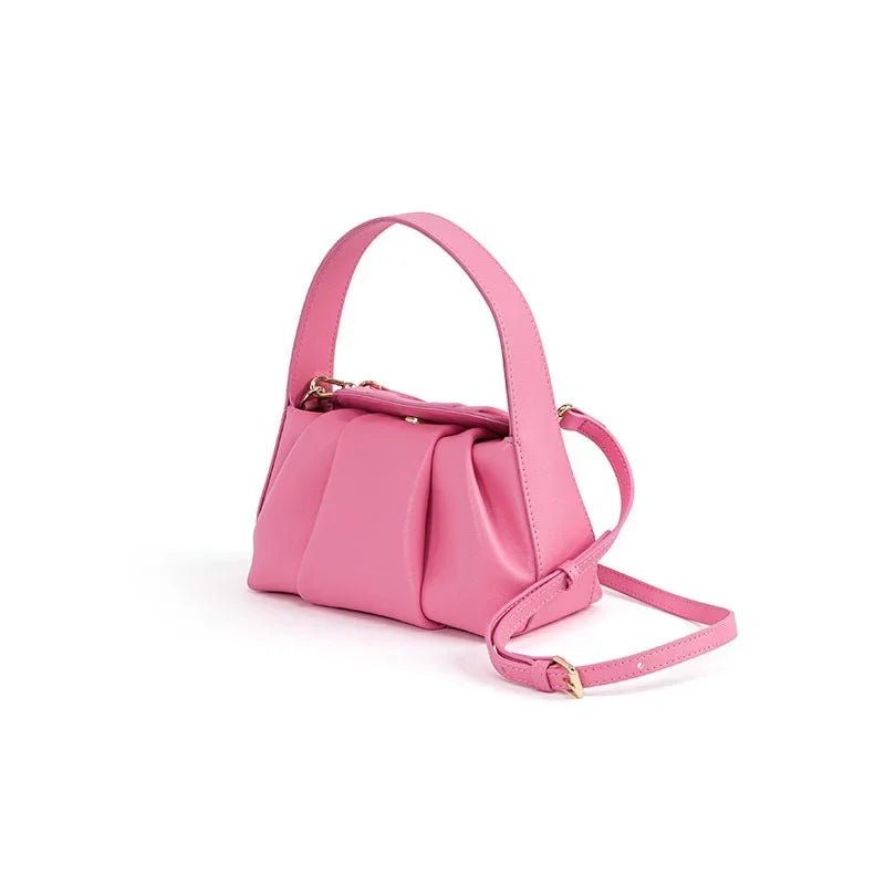 Niche Design Pleated Genuine Leather Cloud Bag, Fashionable and Versatile Women's Bag Handbag Luxury Designer Handbag Purses
