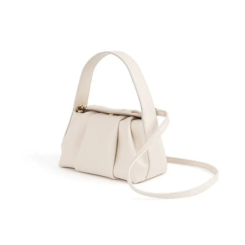 Niche Design Pleated Genuine Leather Cloud Bag, Fashionable and Versatile Women's Bag Handbag Luxury Designer Handbag Purses