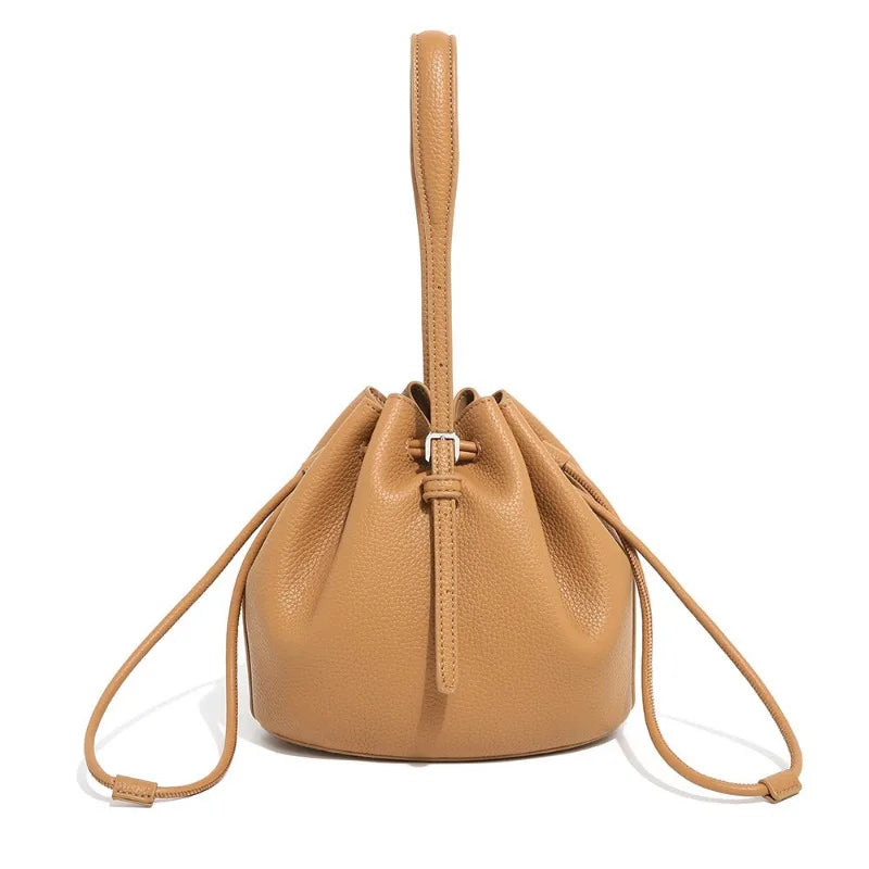 Niche Designer Drawstring Bucket Bag Simple All-match Large Capacity Folds Crossbody Purses Clutch Fashion Elegant Solid Bolsas