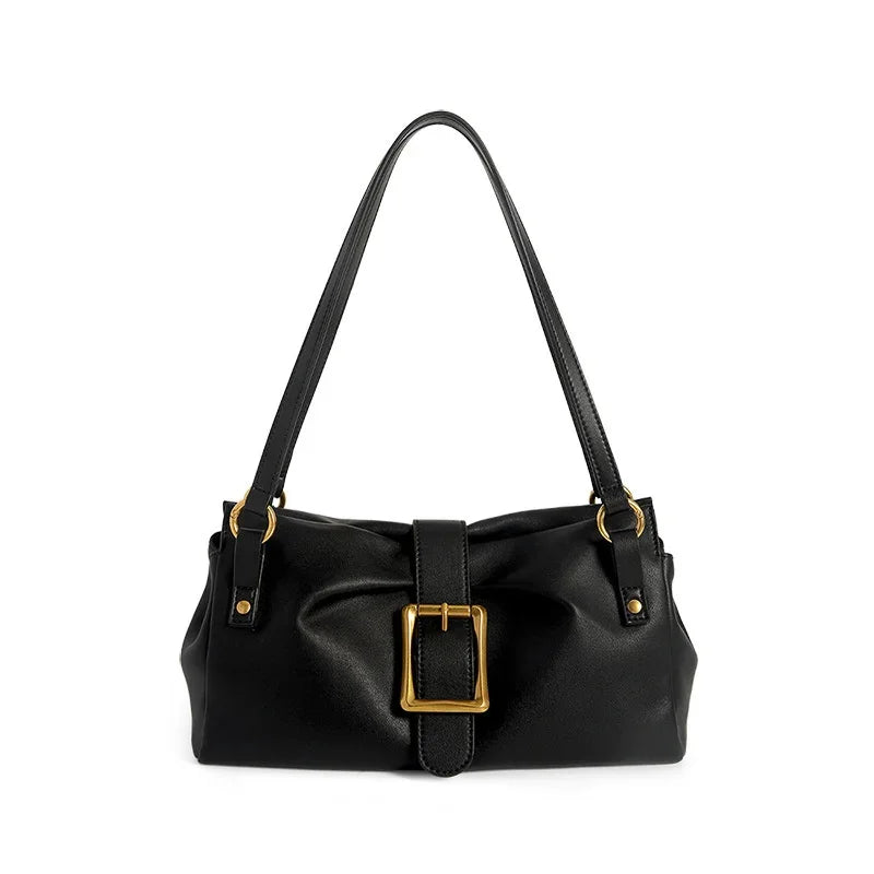 Niche Genuine Leather Women's Handbag Luxury Cowhide Shoulder Casual Retro Lady Crossbody Bag