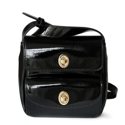Niche Korean Cowhide Vintage Double Pocket Shoulder Bag Commuter All-match Crossbody Messenger Bag Light Luxury Elegant Bolsas