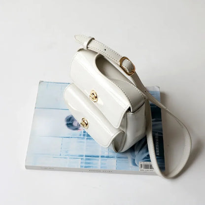 Niche Korean Cowhide Vintage Double Pocket Shoulder Bag Commuter All-match Crossbody Messenger Bag Light Luxury Elegant Bolsas