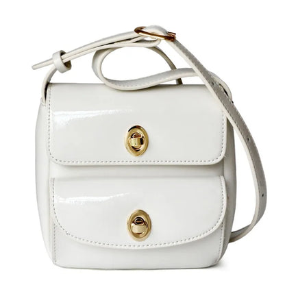 Niche Korean Cowhide Vintage Double Pocket Shoulder Bag Commuter All-match Crossbody Messenger Bag Light Luxury Elegant Bolsas