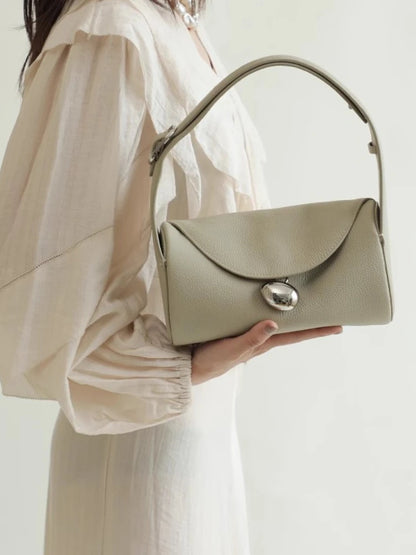 Niche New Cylinder Bag High Fashion Large Capacity Fashion Retro Cowhide Lychee Pattern Handbags Versatile One Shoulder Purses
