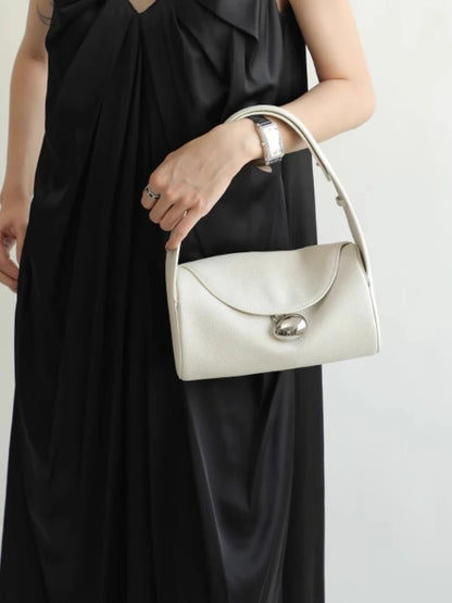 Niche New Cylinder Bag High Fashion Large Capacity Fashion Retro Cowhide Lychee Pattern Handbags Versatile One Shoulder Purses