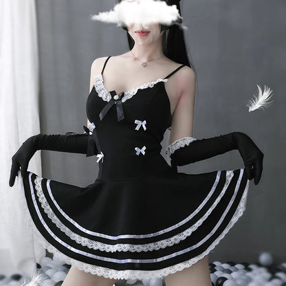 Nightdress Sexy Women Hot Dress A-line Skirt Girl Sleepwear Temptation Lolita Gothic Lace Nightgown Nightwear Sukienka