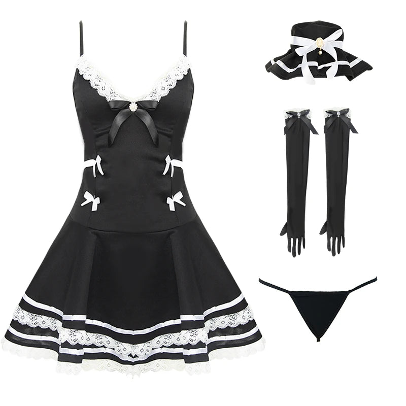 Nightdress Sexy Women Hot Dress A-line Skirt Girl Sleepwear Temptation Lolita Gothic Lace Nightgown Nightwear Sukienka