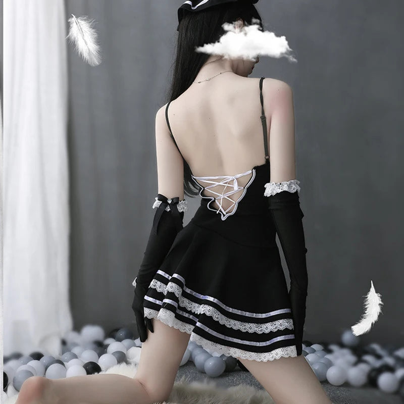 Nightdress Sexy Women Hot Dress A-line Skirt Girl Sleepwear Temptation Lolita Gothic Lace Nightgown Nightwear Sukienka
