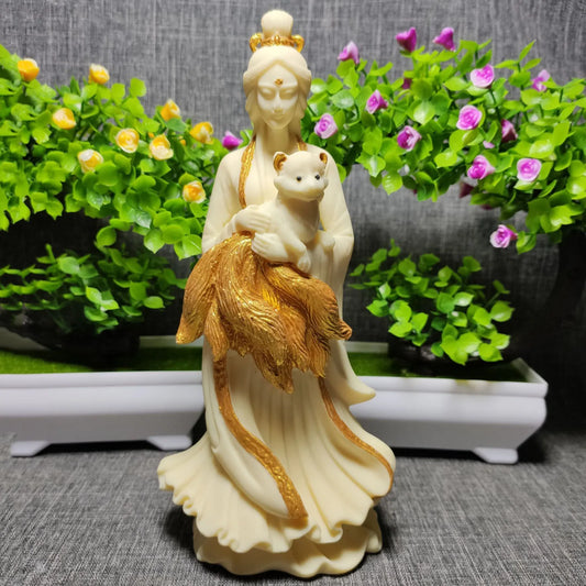 Nine-Tailed Fox Fairy Statue Resin Sculpture High Quality  Fairy Home Living Room, Room Decoration Artwork  21cm/8.25 in