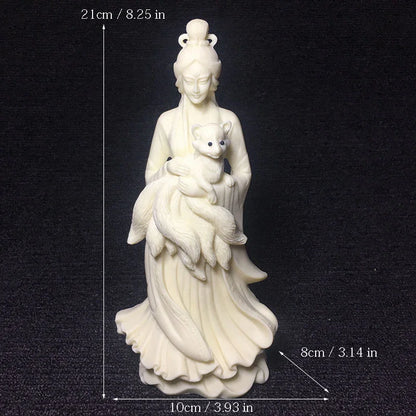 Nine-Tailed Fox Fairy Statue Resin Sculpture High Quality  Fairy Home Living Room, Room Decoration Artwork  21cm/8.25 in