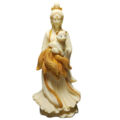 Nine-Tailed Fox Fairy Statue Resin Sculpture High Quality  Fairy Home Living Room, Room Decoration Artwork  21cm/8.25 in