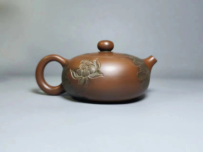 Nixing Clay Handmade Master Fish Lotus Teapot Carving filter handmade nixing clay customized gifts authentic theiere