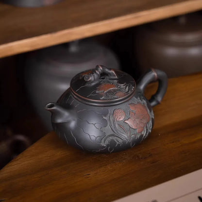 Nixing Clay Handmade Master Teapot Carving filter handmade nixing clay customized gifts authentic theiere