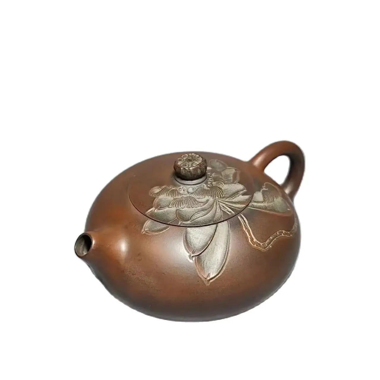 Nixing Handmade Flat Xishi Teapot Master Full Carving filter handmade nixing clay customized gifts authentic theiere