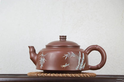 Nixing Handmade Master Teapot Bamboo Carving filter handmade nixing clay customized gifts authentic theiere