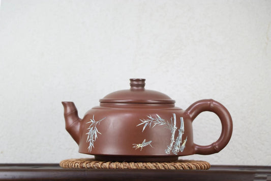 Nixing Handmade Master Teapot Bamboo Carving filter handmade nixing clay customized gifts authentic theiere