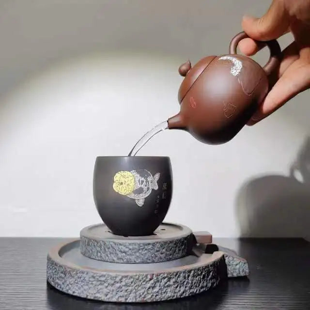 Nixing Handmade Teapot  Bodhidharma Carving Tea Set filter handmade nixing clay customized gifts authentic theiere