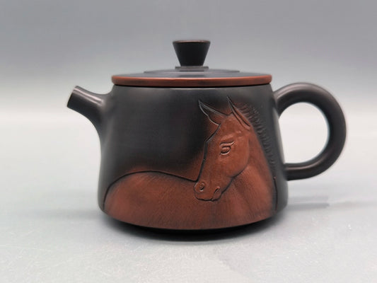 Nixing Handmade Teapot Horse Carving Shipiao filter handmade nixing clay customized gifts authentic theiere