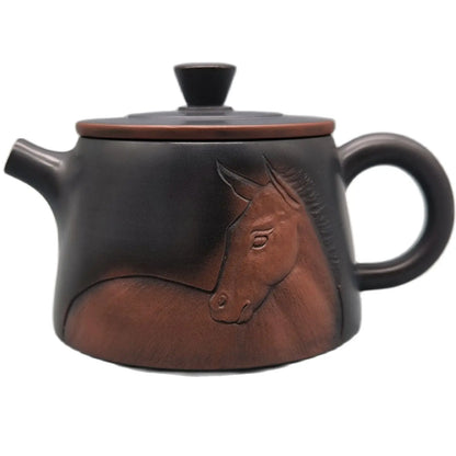 Nixing Handmade Teapot Horse Carving Shipiao filter handmade nixing clay customized gifts authentic theiere