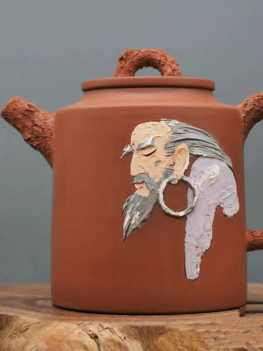 Nixing Handmade Teapot Master Dharma's Carving filter handmade nixing clay customized gifts authentic theiere