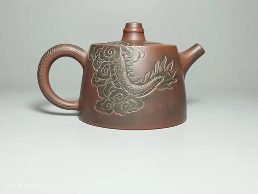 Nixing Handmade Teapot Master Dragon  Carving filter handmade nixing clay customized gifts authentic theiere