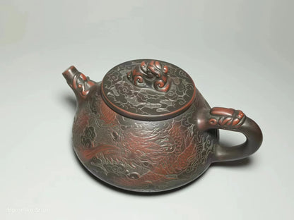 Nixing Handmade Teapot Master Dragon and Phoenix Carving filter handmade nixing clay customized gifts authentic theiere