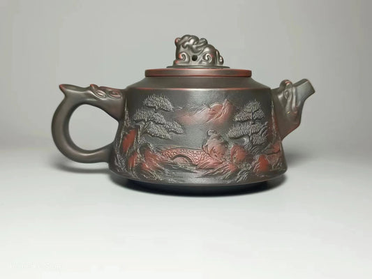 Nixing Handmade Teapot Master Landscape Carving filter handmade nixing clay customized gifts authentic theiere