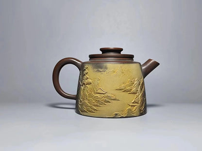 Nixing Handmade Teapot Master LiangXin Landscape Carving filter handmade nixing clay customized gifts authentic theiere