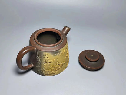 Nixing Handmade Teapot Master LiangXin Landscape Carving filter handmade nixing clay customized gifts authentic theiere
