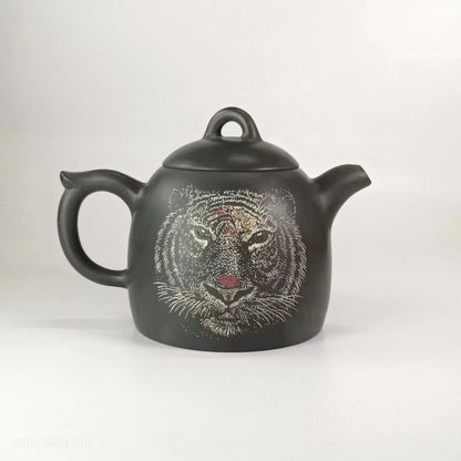 Nixing Handmade Teapot Master LiangXin Tiger Carving filter handmade nixing clay customized gifts authentic theiere