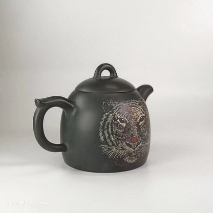 Nixing Handmade Teapot Master LiangXin Tiger Carving filter handmade nixing clay customized gifts authentic theiere