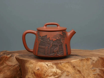 Nixing Handmade Teapot Master Tang Tianyuan House Carving  filter handmade nixing clay customized gifts authentic theiere