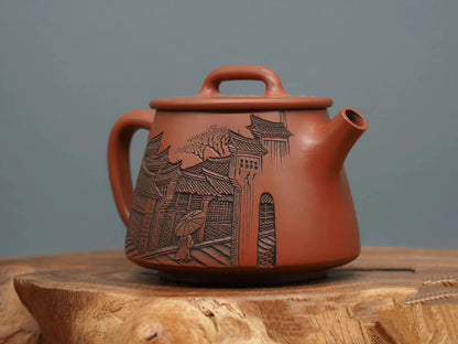 Nixing Handmade Teapot Master Tang Tianyuan House Carving  filter handmade nixing clay customized gifts authentic theiere