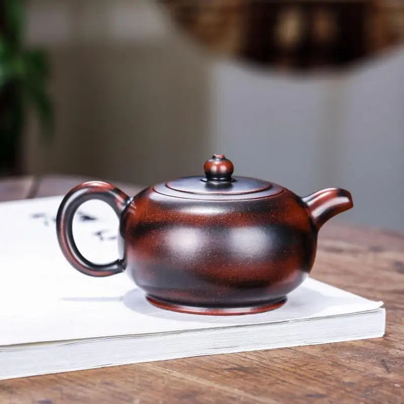 Nixing Pottery Lettering Zen Heart Pot Zisha Teapot Yixing Handmade Pot, Kung-Fu Teaware, Purple Clay Drinkware for Puer Green