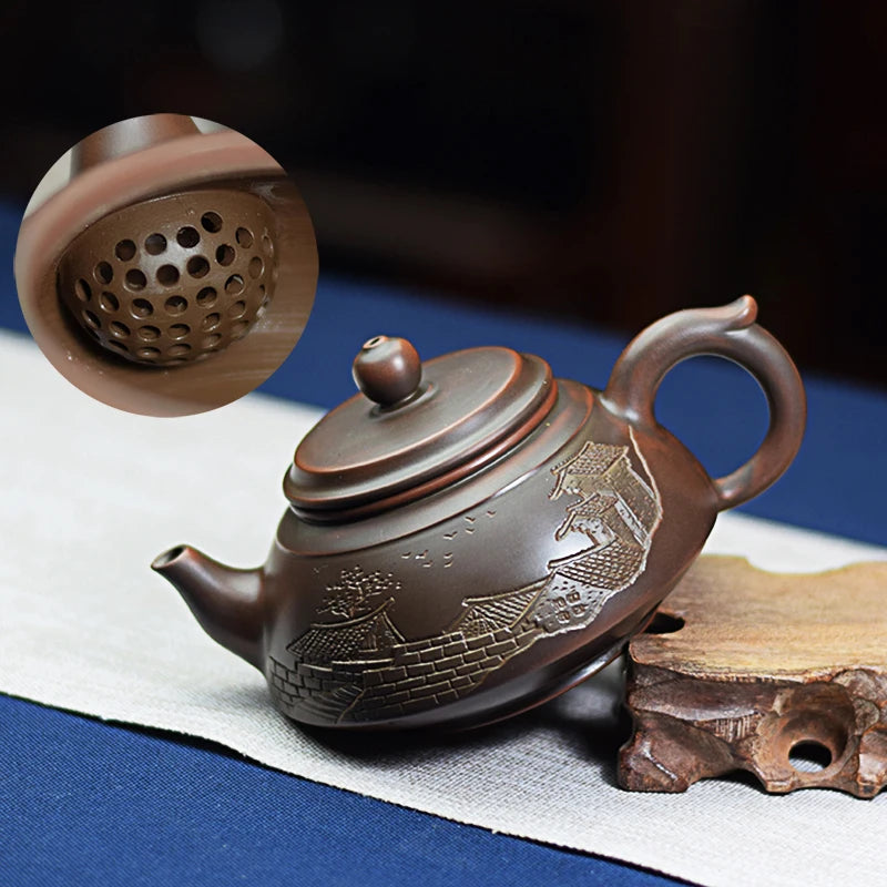 Nixing Tao teapot tea pot filter Teapot Handmade Carving Nixing clay Customized Gifts Authentic  Teapot theiere