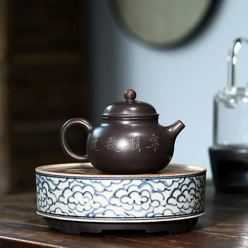 Nixing Taorong Tianhu Zisha Teapot, Yixing Handmade Pot, Kung-Fu Teaware, Purple Clay Drinkware for Puer Black Chinese Tea