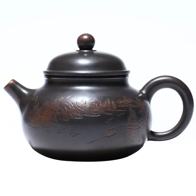 Nixing Taorong Tianhu Zisha Teapot, Yixing Handmade Pot, Kung-Fu Teaware, Purple Clay Drinkware for Puer Black Chinese Tea