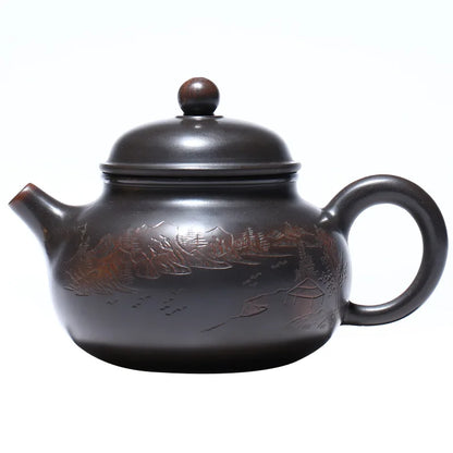 Nixing Taorong Tianhu Zisha Teapot, Yixing Handmade Pot, Kung-Fu Teaware, Purple Clay Drinkware for Puer Black Chinese Tea