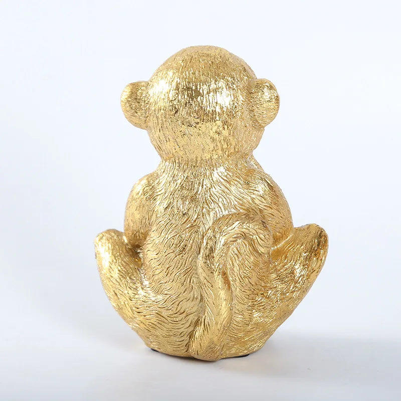 No Hear No See No speak  Golden Monkey Miniature Figurines Resin Art Sculpture Cute Little Animal Home Room Office Decorations